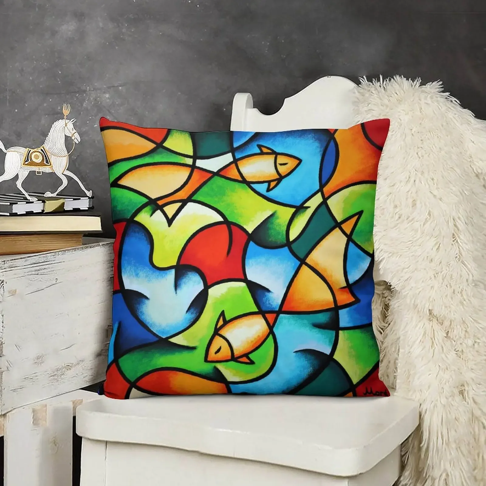 Подушка / Серия Colorful Ocean - Золотая рыбка от Ekaterina Moré More Декор подушки