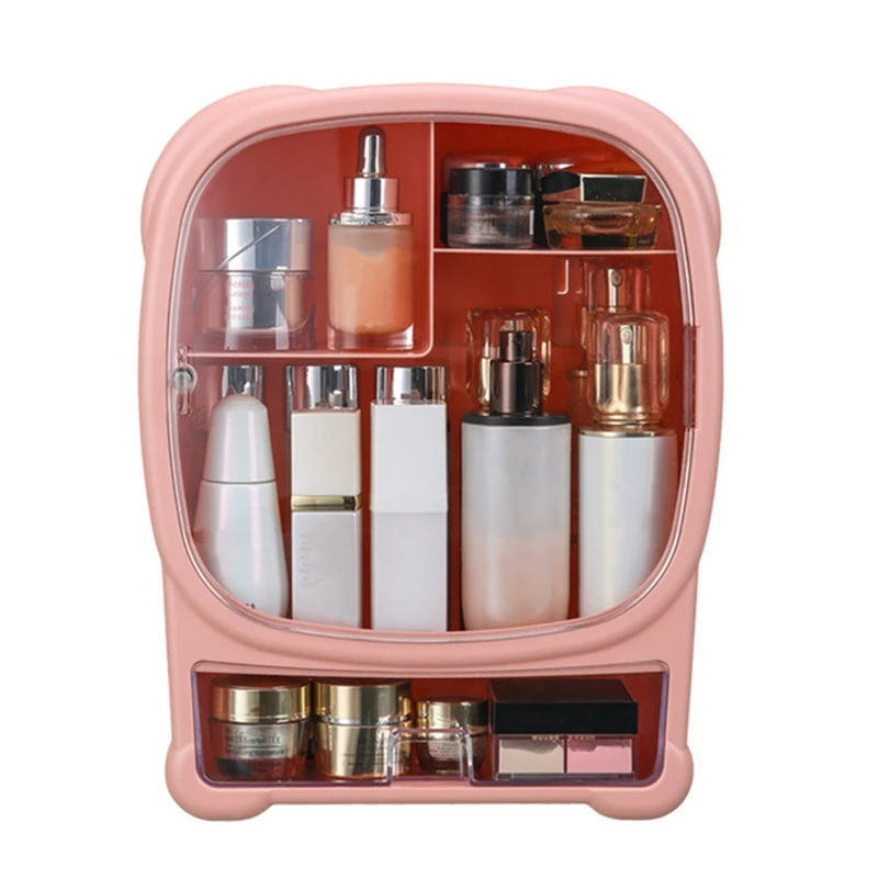 

Bathroom Perforation-Free Wall-Mounted Skin Care Product Rack Dust-Proof Makeup Organizer Lipstick Storage Makeup Box