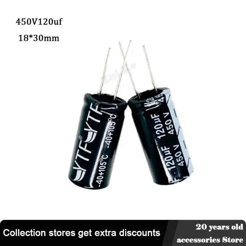 

5pcs 450V 120UF 18*30mm low ESR Aluminum Electrolyte Capacitor 20% Electric Capacitors