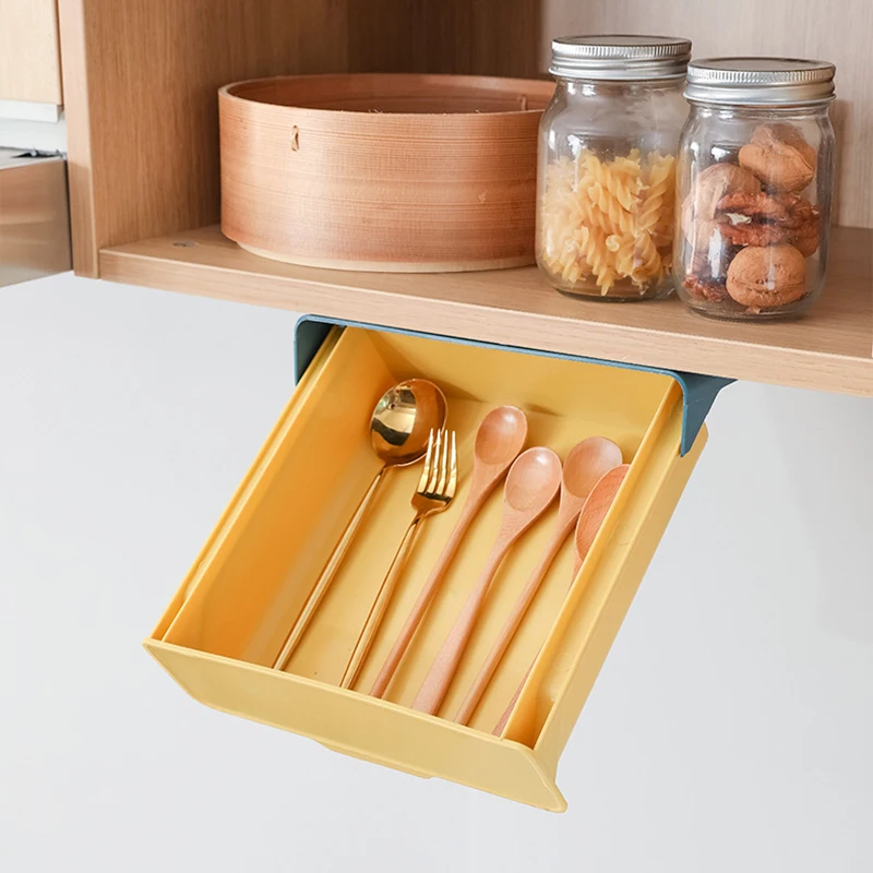 

Punch-free Self Stick Drawer Storage Box Tray Under Desk Organizer Table Organizer Boxes Stand Plastic Table Storage Holder