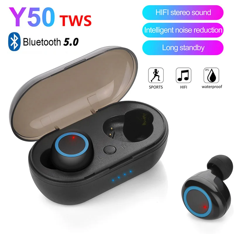 

new Y50 TWS Bluetooth headphones Earbuds 5.0 Wireless bluetooth headset Hifi Stereo Headset Wireless Touch Control Earphones
