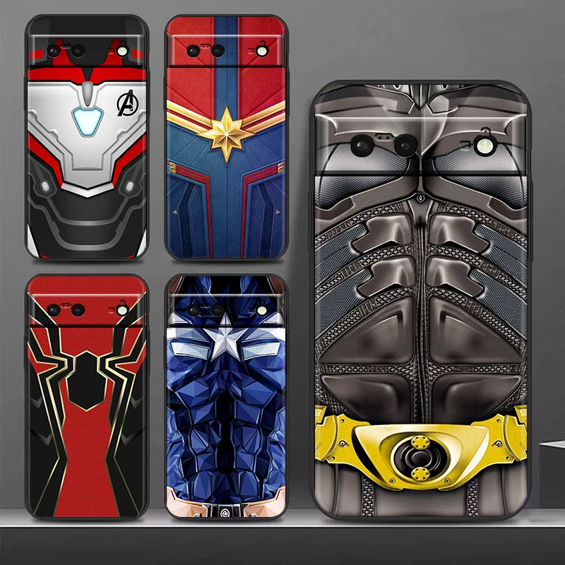 

Avengers Hero Marvel Logo Shockproof Case for Google Pixel 7 6 Pro 6a 5 5a 4 4a XL 5G Silicone Soft Black Phone Cover