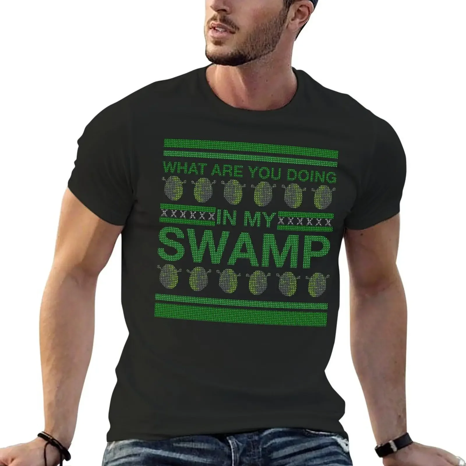 WHAT ARE YOU DOING IN MY SWAMP РОЖДЕСТВЕННАЯ Футболка летняя одежда для мальчика с короткими