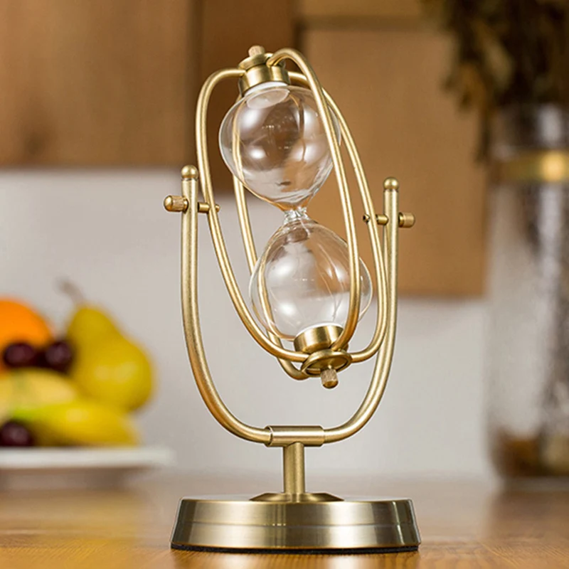 

Песочные часы с металлическим наполнителем в стиле ретро, вращающаяся декоративная подставка для творчества, подарок для украшения кабинета, офиса, кухни, таймер