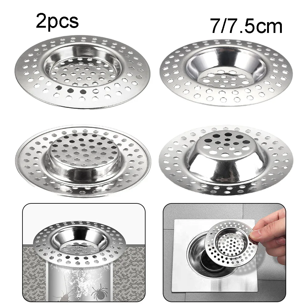 

2PCS Kitchen Sink Drain Strainer Stainless Steel Kitchen Sink Filter Mesh Sink Floor Drains Catcher Waste Drain Hole Filter
