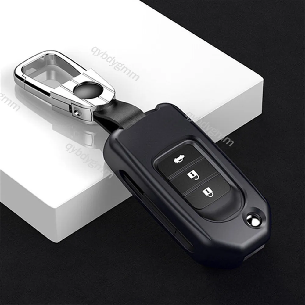 

Aluminium Alloy Car Flip Rermote Key Case Cover Keychain Ring Fob Skin For Honda Accord/Civic/Odyssey Auto Keyless Protector