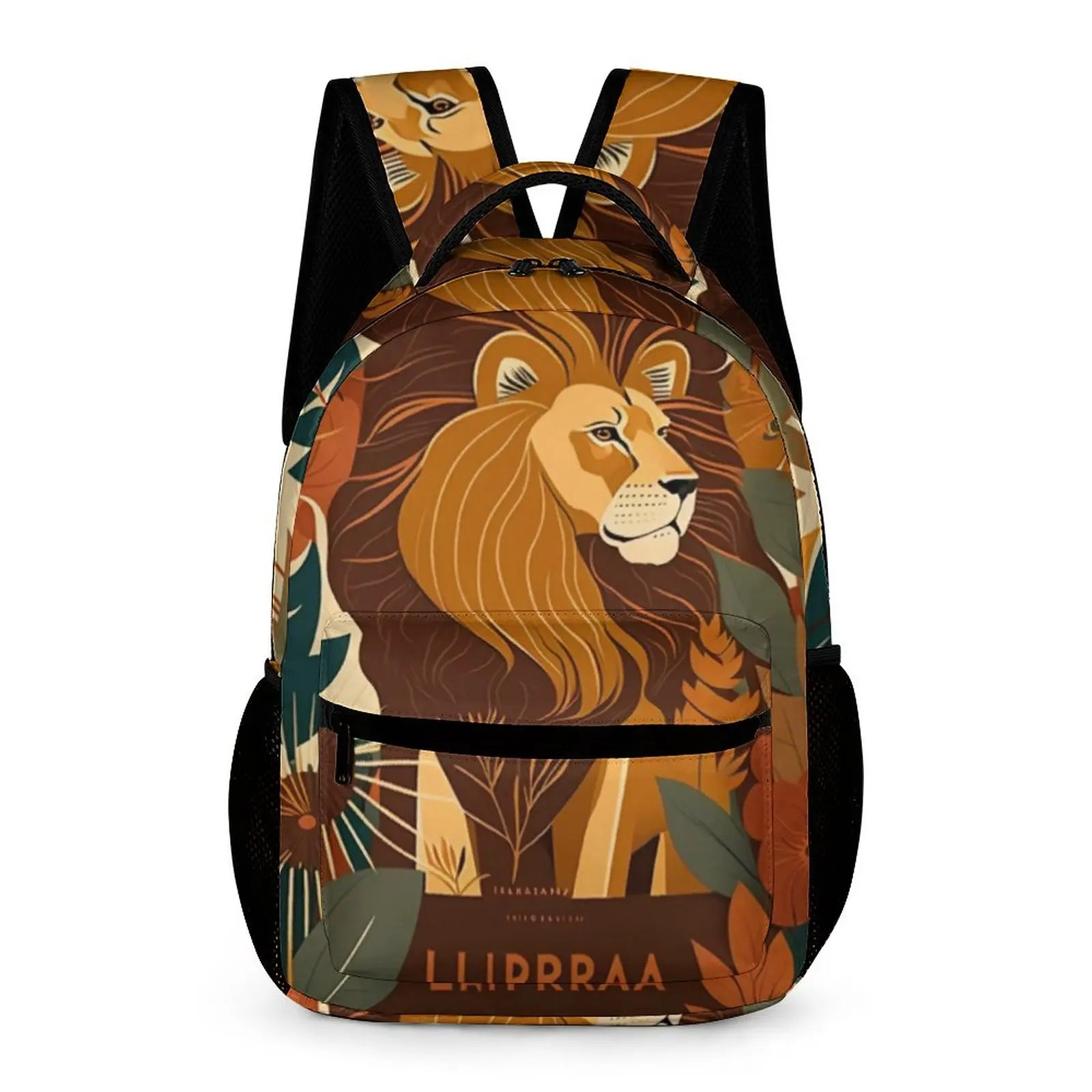 

Lion Backpack Vibrant Illustration Kawaii Backpacks Men Sport Print High School Bags Colorful Rucksack