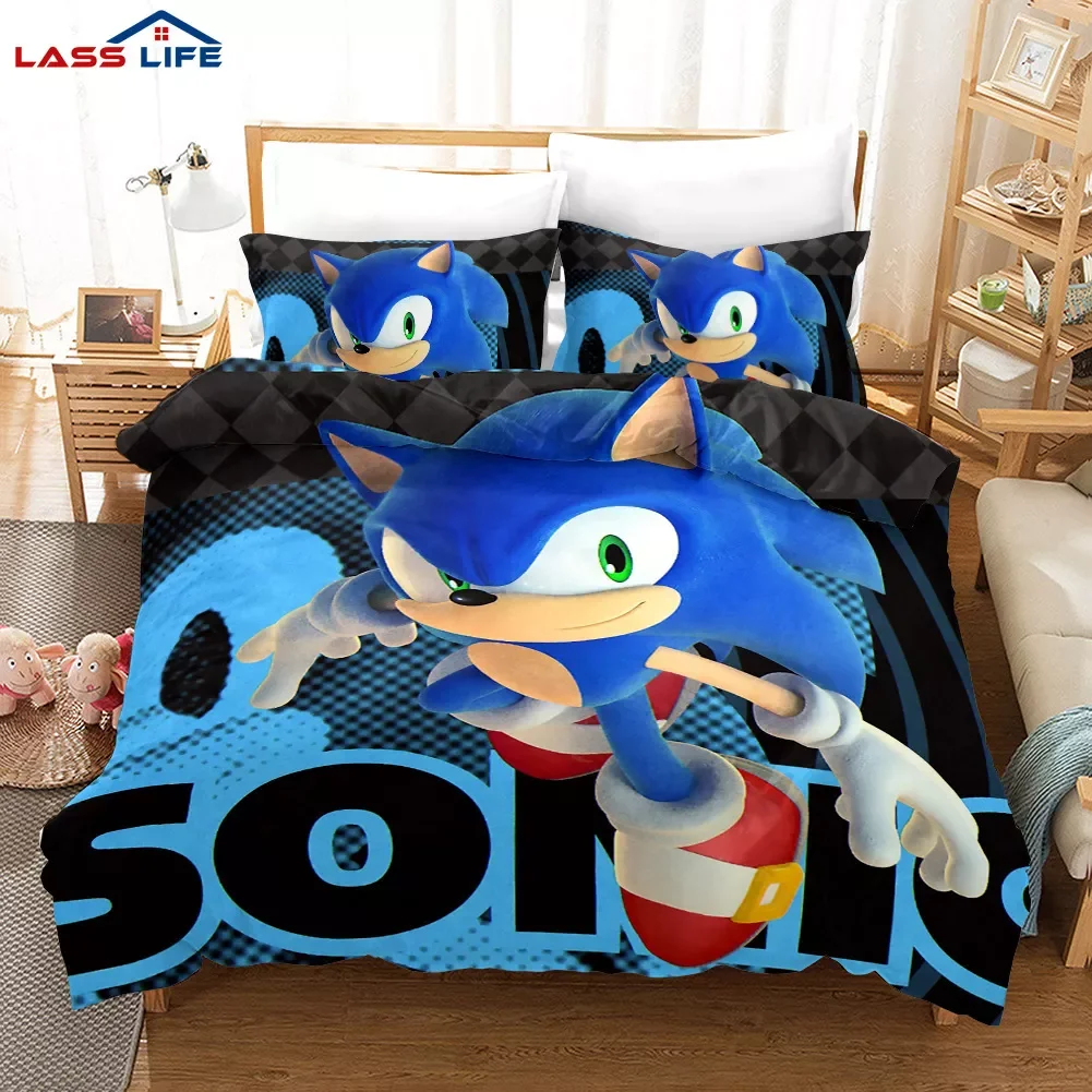 

3D Cartoon Sonic Bedding Set Quilt Cover home Bedroom Decor Queen King Size Duvet Cover Set Pillowcase for Baby Children gift