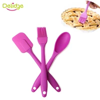 3pcs kitchen utensils set silicone heat resistant cream spatula oil brush soup spoon cooking accessories pastry baking tool