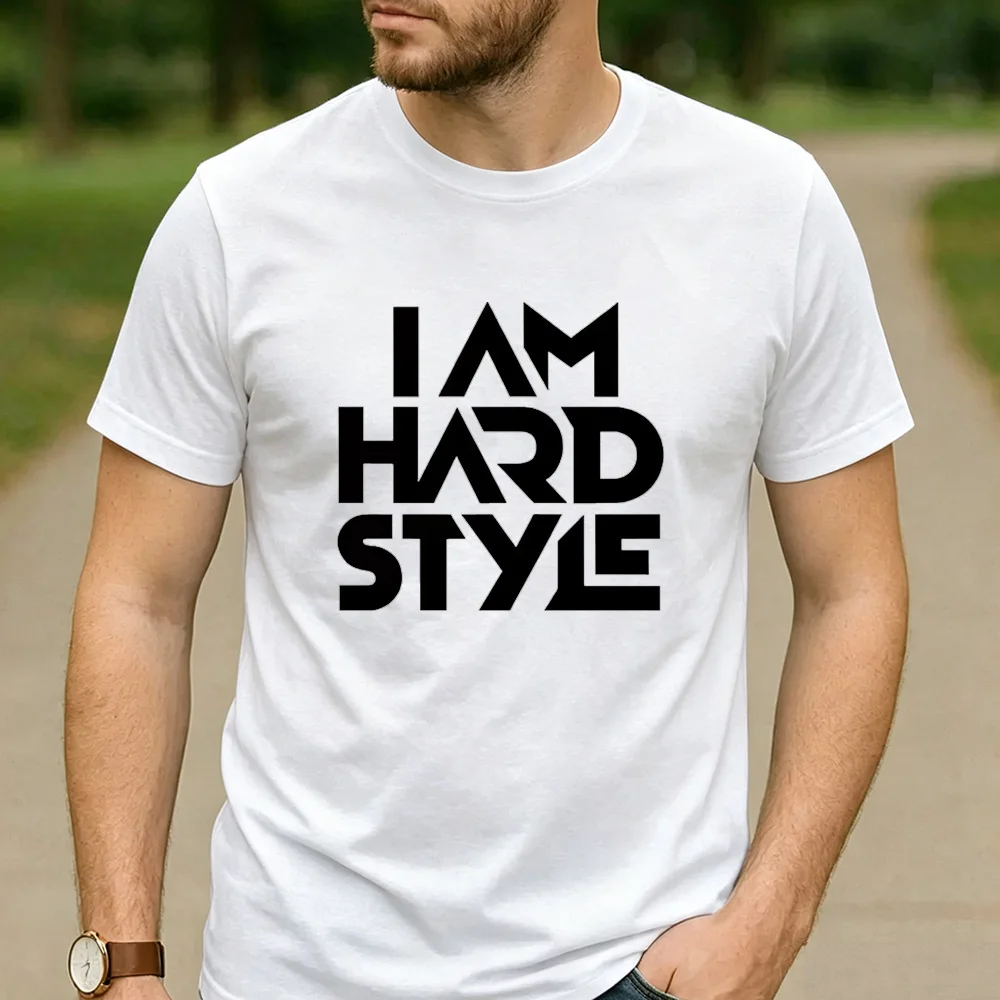 Фото Футболка из хлопка с графическим принтом I Am Hardstyle, унисекс, для мужчин и женщин, повседневная, для фестивалей, уличная одежда, для любителей хард-стиля, футболка для рейверов. №2
