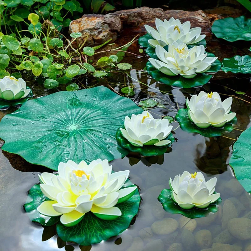 Искусственный Лотос Плавающая Пена Цветы Лотоса Для Сада Кои Рыба Ставок