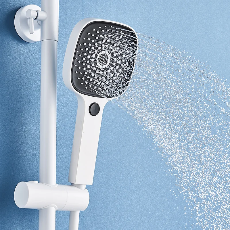 Термостатический цифровой смеситель для душа белый настенный кран панель набор