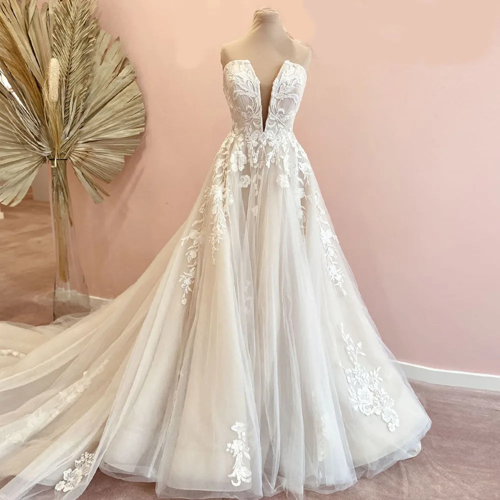 

Женское свадебное платье It's yiiya, белое кружевное платье со шлейфом без бретелек в стиле бохо на лето 2022