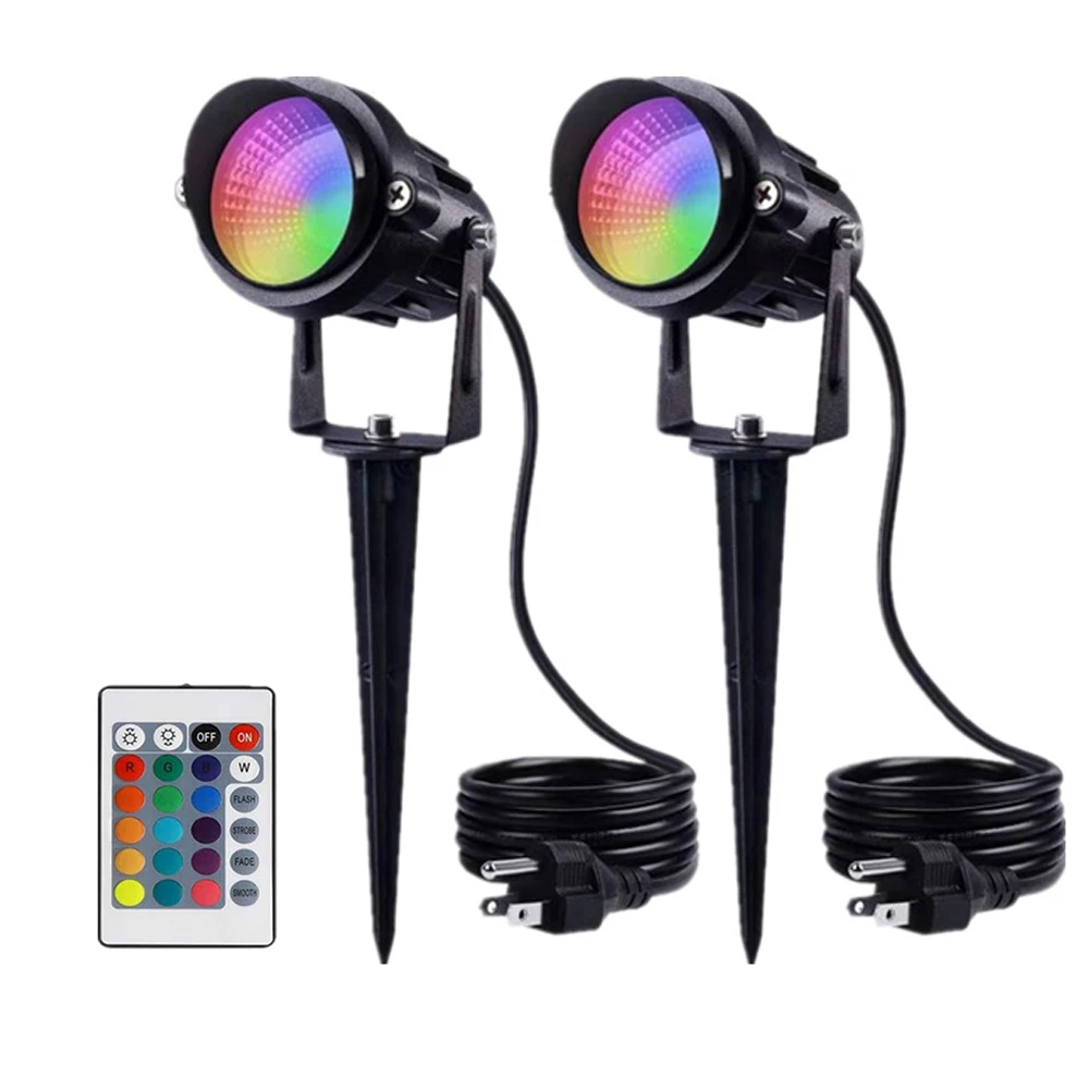 

10W RGB LED Spotlight Landscape Light IP65 Waterproof Outdoor Garden Lamp LED Lawn Light with Remote Control for Lawn Yard Path