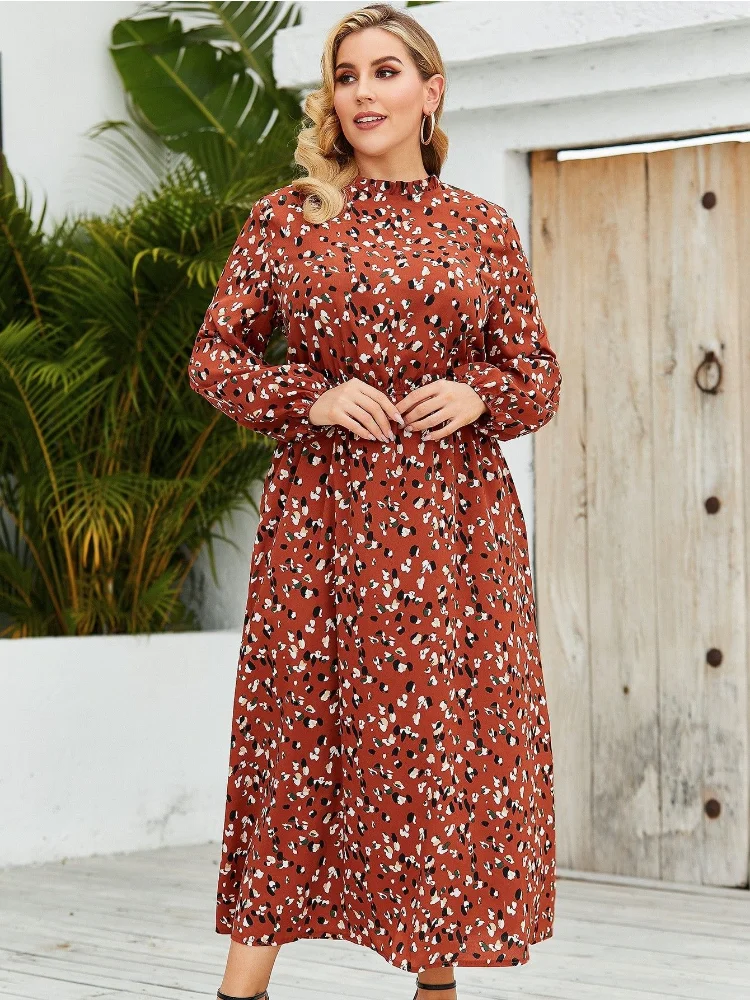 Oversized women's clothing new product popular loose fitting fashion floral dress for women plus size women clothing