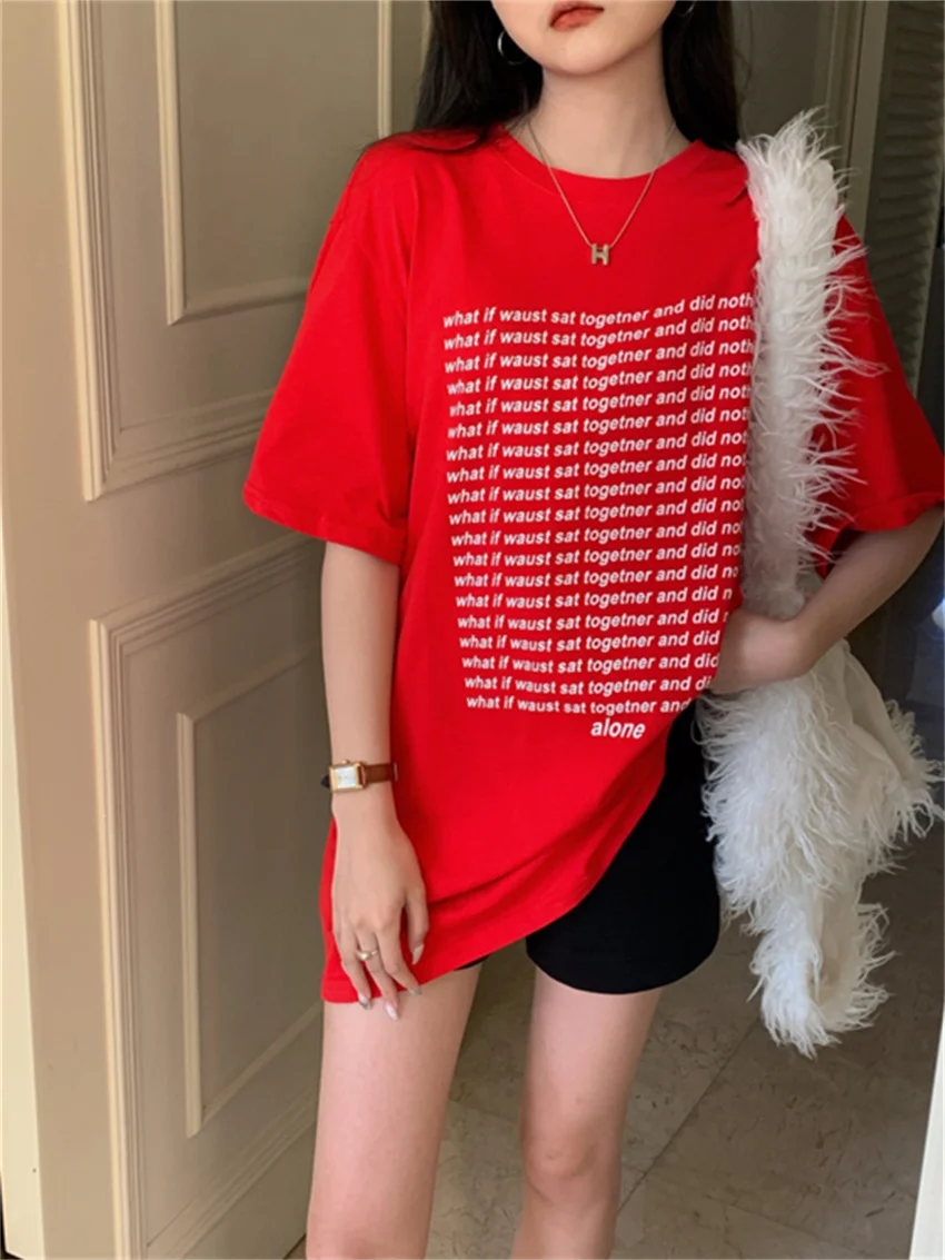 Футболка Alien Kitty Женская с рукавом до локтя модная универсальная Свободная