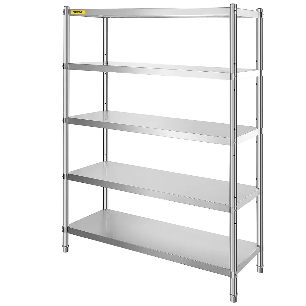 

Стеллажи из нержавеющей стали, 48x18,5 дюймов, 5 уровней