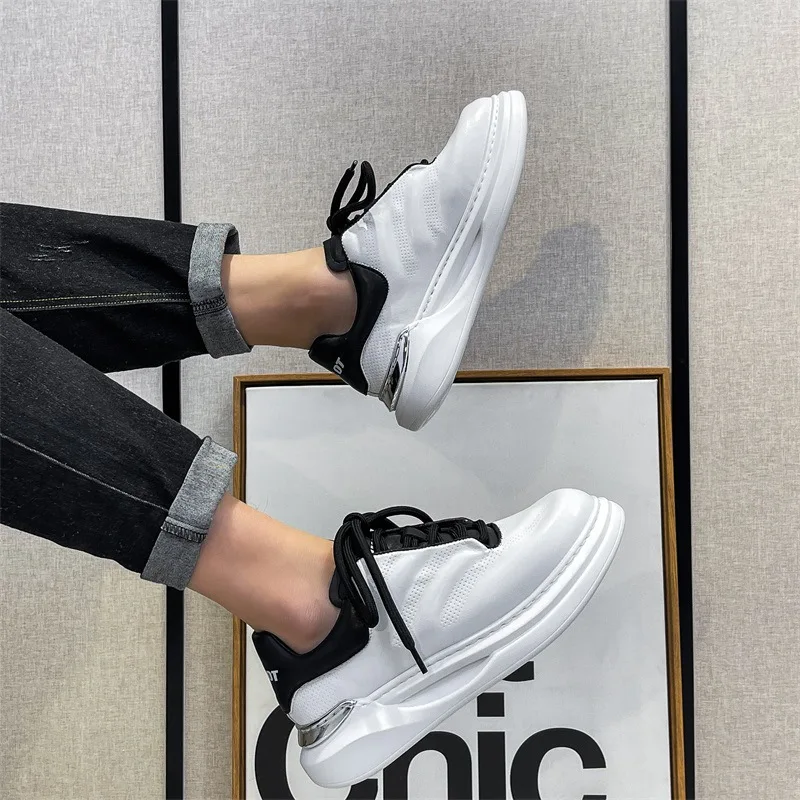 

2022 Spring And Autumn New Men's Casual Shoes Fashion Trend Breathable Thick Sole Shoes Korean Shoes McQueen White Shoes