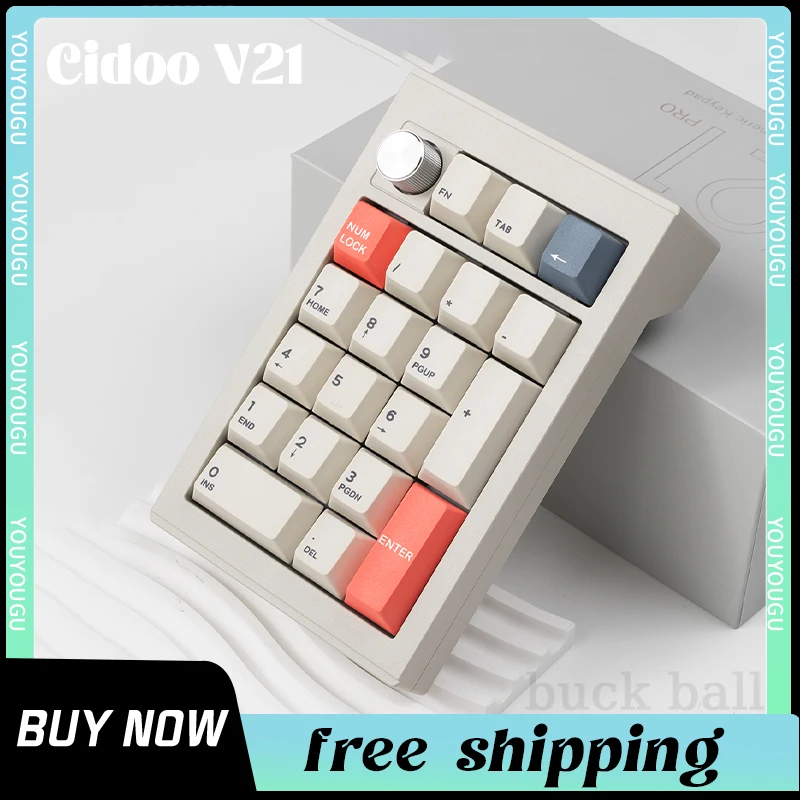 

Беспроводная механическая мини-клавиатура Cidoo V21, 21 клавиша, 3 режима, RGB клавиатура с горячей заменой клавиатуры, счетчик для ПК, ноутбука, аксессуар, подарок