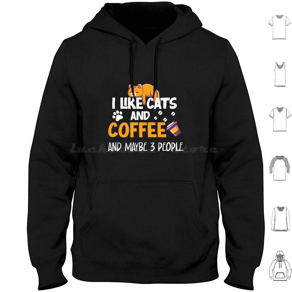 

Забавная футболка «Я люблю кошек и кофе и может быть 3 человека», подарок для кошки, мамы, подарок для кофе, влюбленных, толстовка из хлопка с длинным рукавом, мне нравится