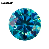 letmexc top aquamarine blue moissanite loose stones round diamond cut vvs1 for custom jewelry with gra report