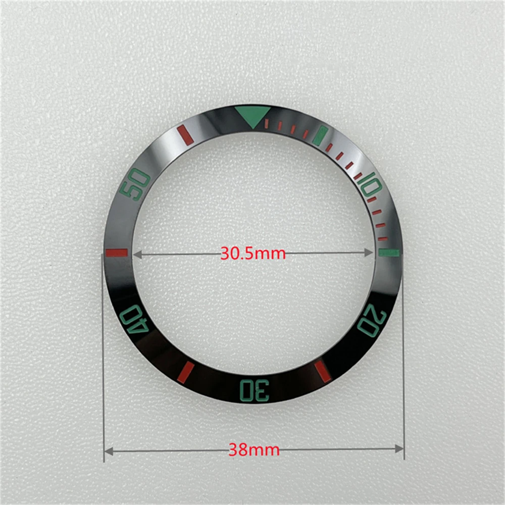 Mechanical Watch Ceramic Bezel Diving Watch Chronograph Ring Mouth No Luminous Watch Bezels 38mm 30.5mm Red Green Scale Circle