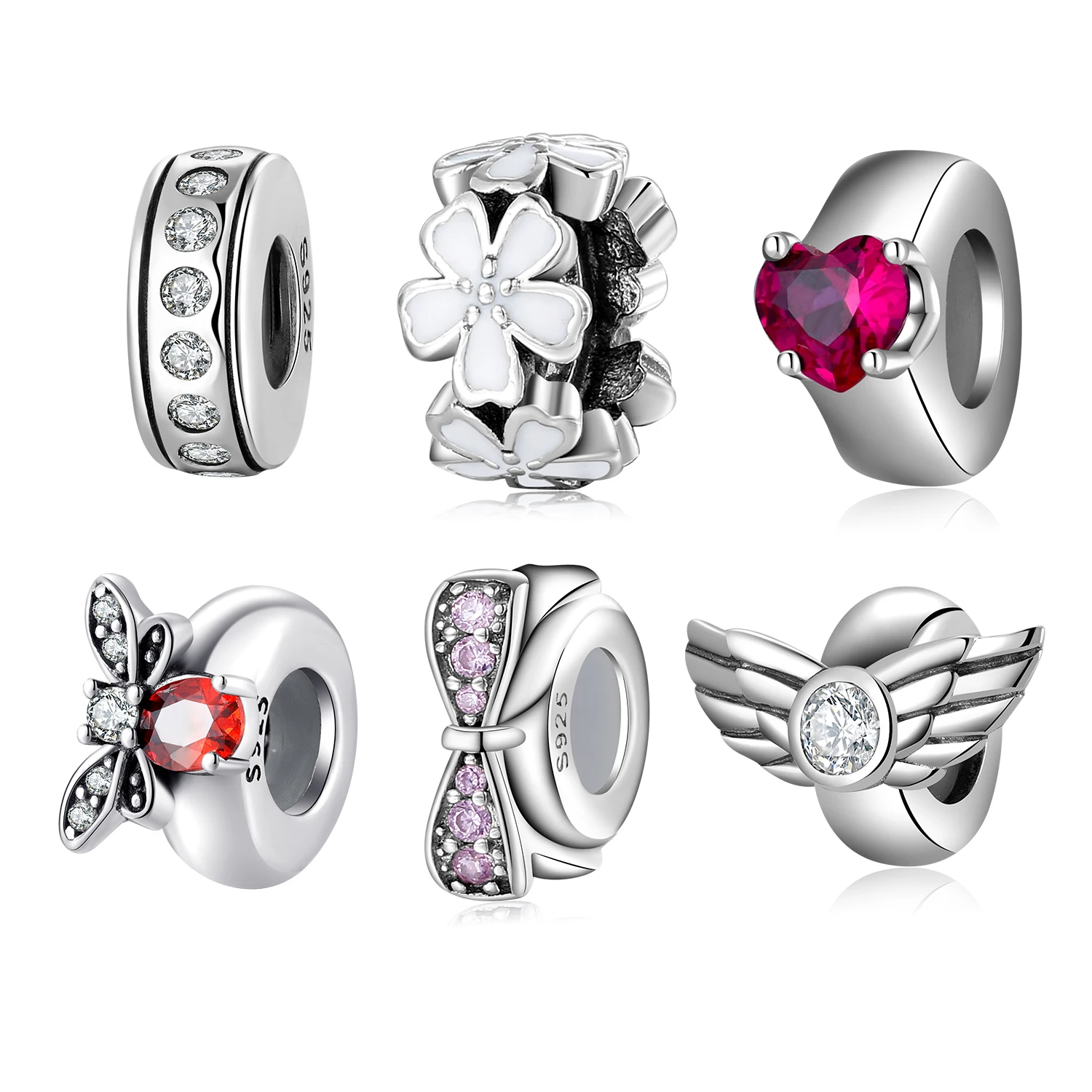 

2021 Wholesale Promotion 100% Hot 925 Sterling Silver Spacer Beads Colorful Charms Fit Original DIY Bracelet Jewelry Making