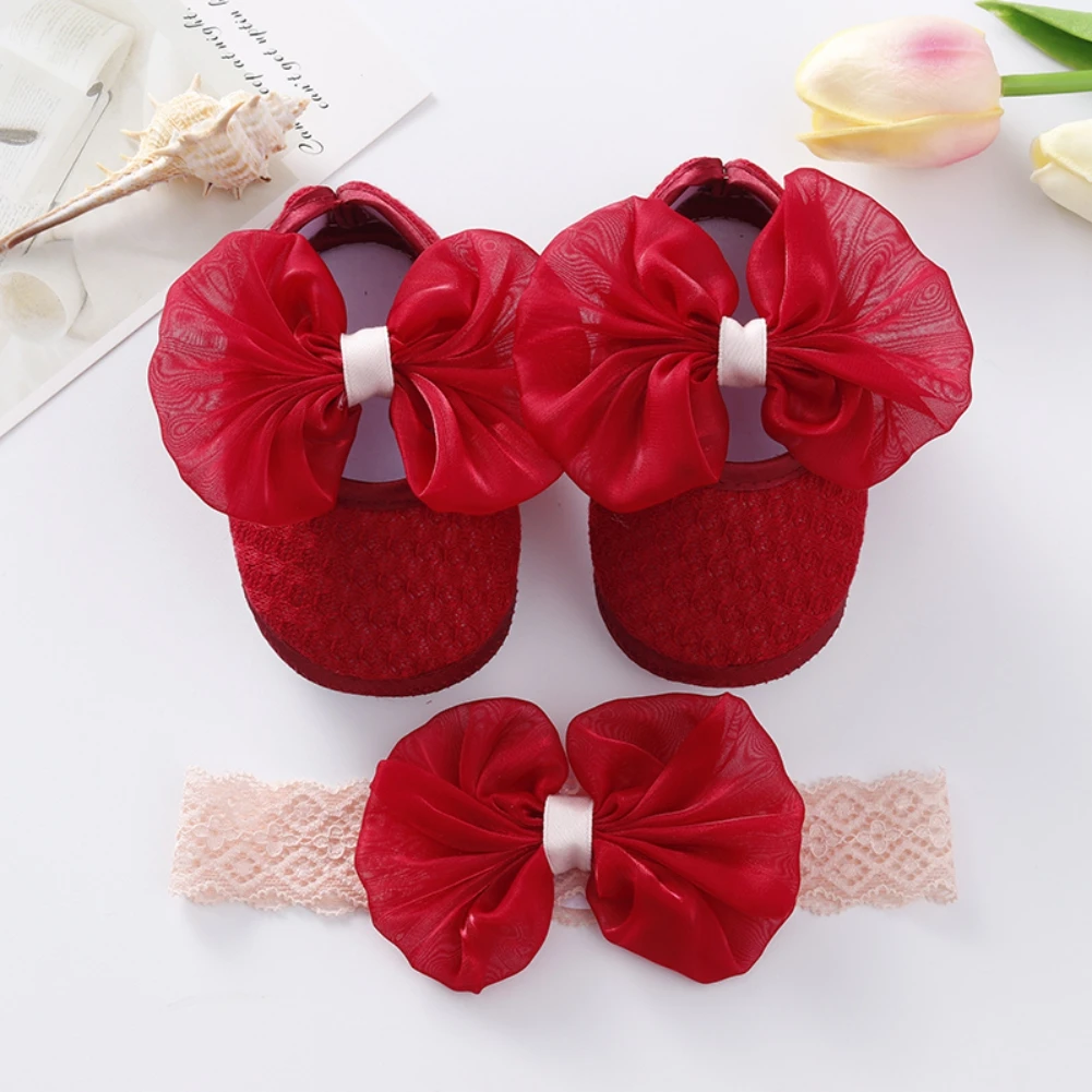 

Newborn Baby Girl Bow Shoes Cute Baby Soft First Walker for 0-12 Months Kids Toddler Baptism Prewalker