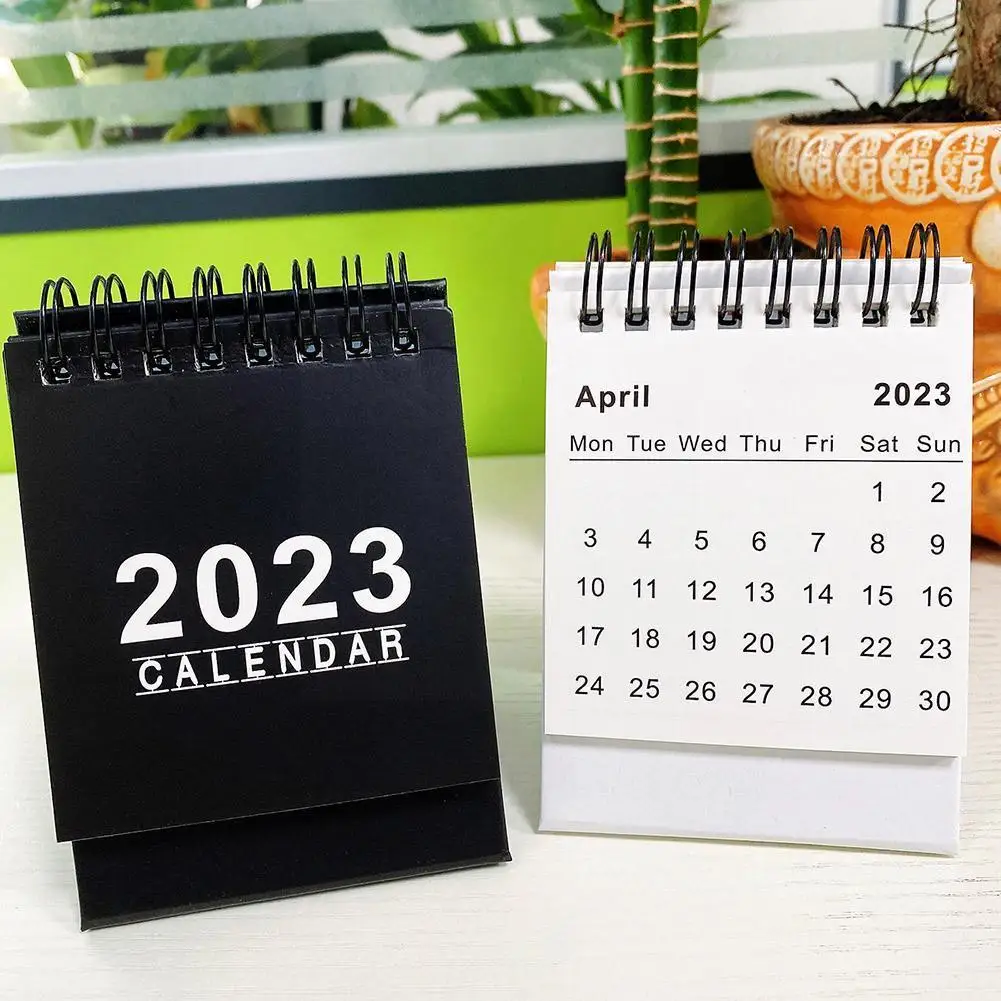 

2023 Mini Desk Calendar Paper Calendar Black White Desktop Daily Simple Table Weekly Planner Stationery Scheduler Agenda Of W7N0