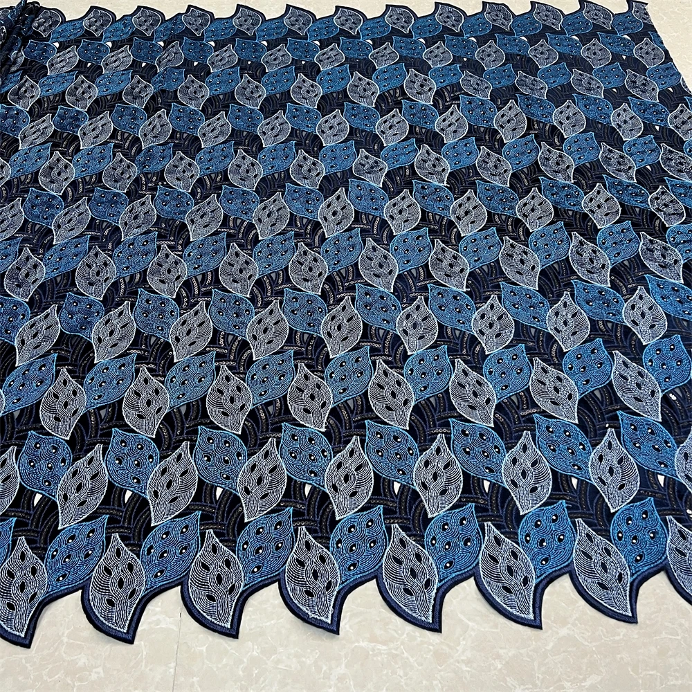 Лавандовая африканская кружевная ткань с блестками украшенная бисером 2024 цветов