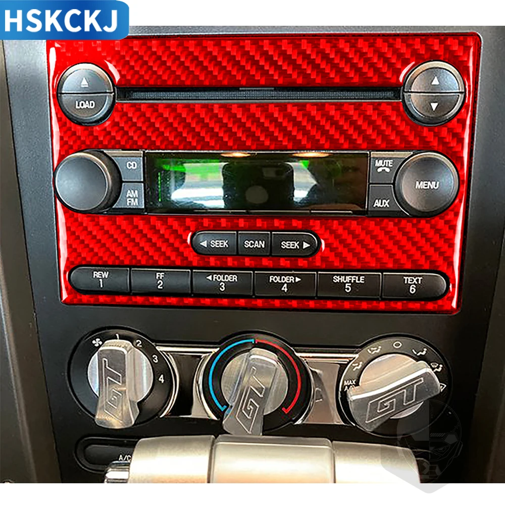 

Real Carbon Fiber For Mustang GT 2005 2006 2007 2008 2009 Accessories Interior Trim Car Console Frame CD Panel Cover Sticker