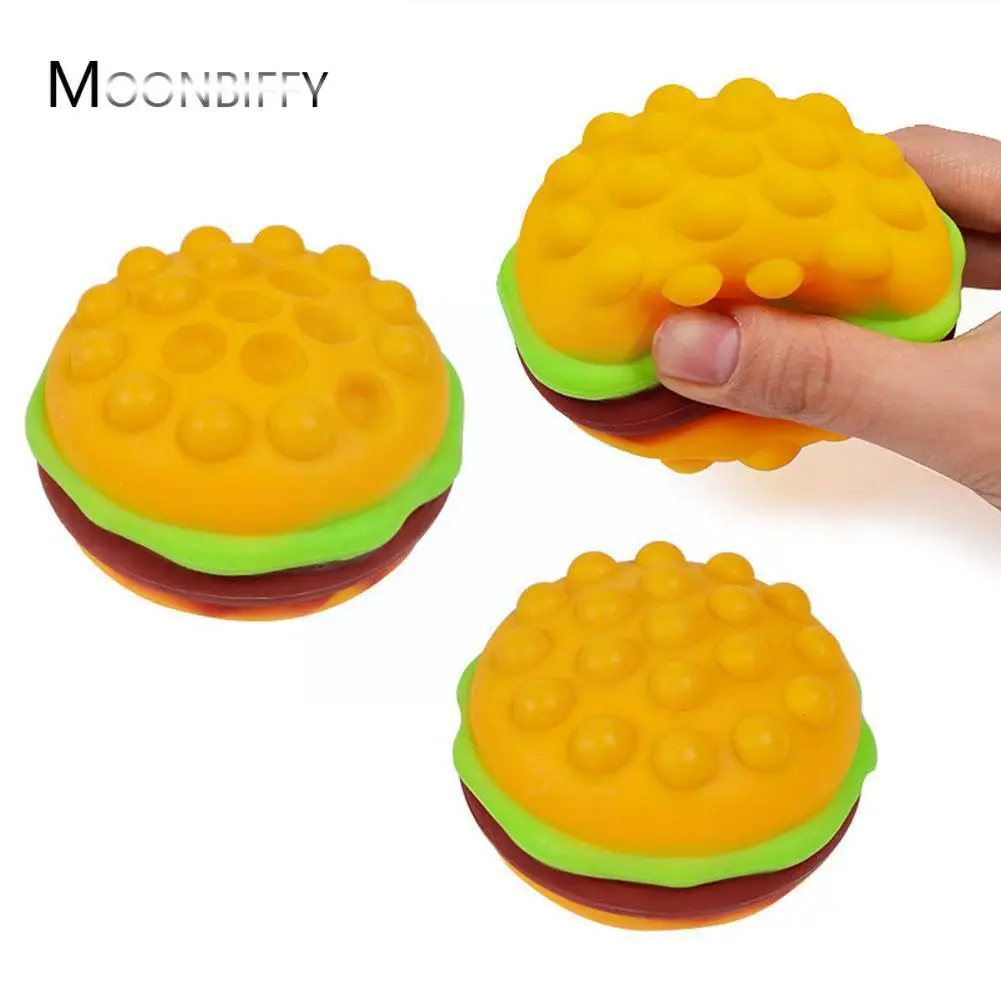 

3D Stylish Burger Pop Pinch Ball Silicone Push Its Bubble Balls Anti-Stress Vent Toys For Kids Adults Unzip Gifts