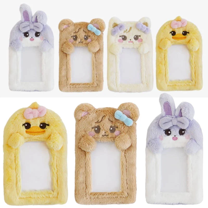 

Черный фотоальбом Kpop с изображением рожденного розового света, Женский держатель, милый плюшевый чехол для фотокарты с изображением животных, защитный чехол для кредитных карт