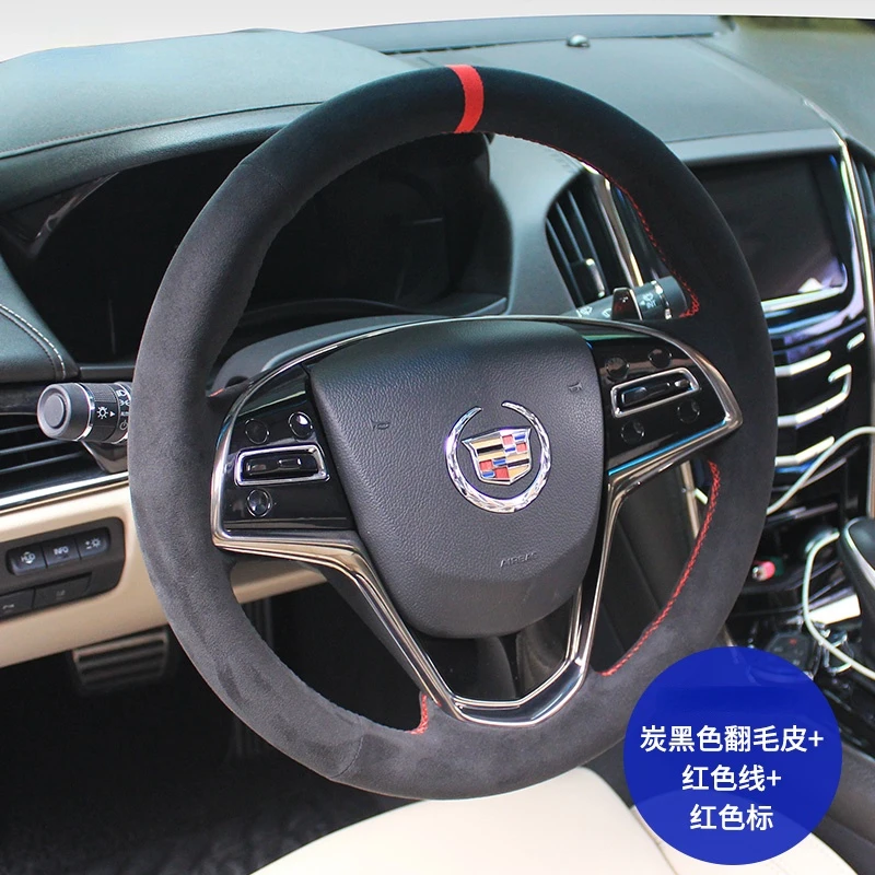 

DIY hand-sewn steering wheel cover fit for Cadillac XTS ATSl XT5 CT6 XT4 XT6 CT5 leather grip cover