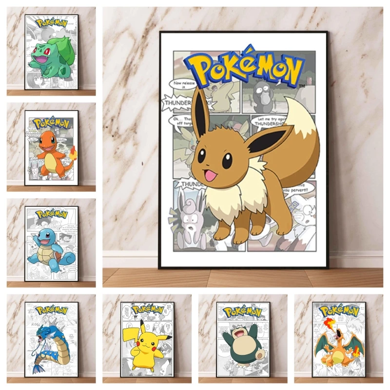 

Anime Posters Pokemon Eevee Living Room Modular Prints Modern Home Hanging Decor Gifts Decoration Paintings Comics Pictures