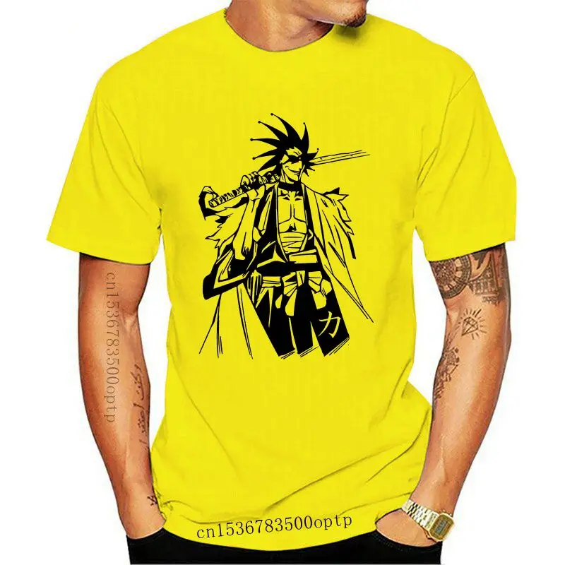 

Camiseta de capitán Kenpachi para hombre, a la moda 2021 Camisa de algodón, con lejía, Anime japonés, Kanji POWER, 2021