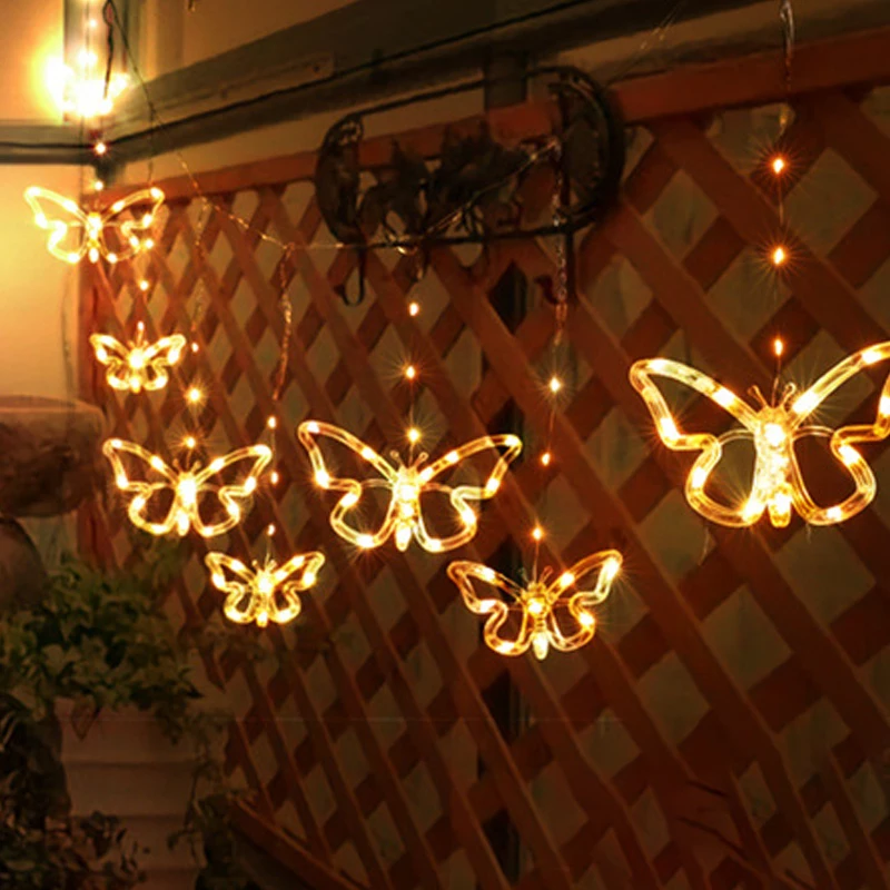 3m Led Butterfly Fairy String Light Christmas Garland Street Wedding Curtain Lamp Outdoor For Party Holiday Garden Patio