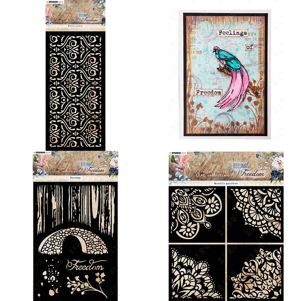 

New Diy Brocade Pattern Freedom Mandala Quarters Layering Stencils Painting Scrapbook Coloring Embossing Decorative Craft Molds