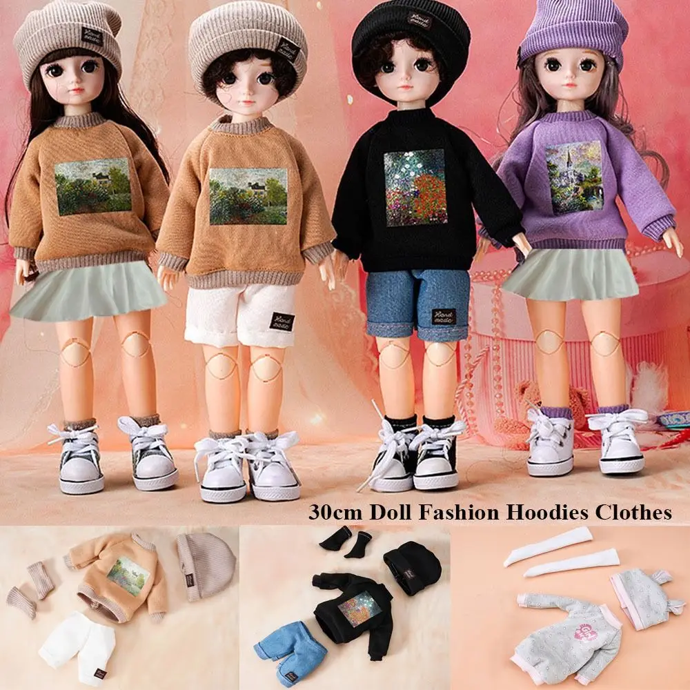Fashion 30cm Doll Handmade Hoodies Doll Sports Sweatshirt Shorts Skirt Outfits For 1/6 DIY Doll Clothes Accessories