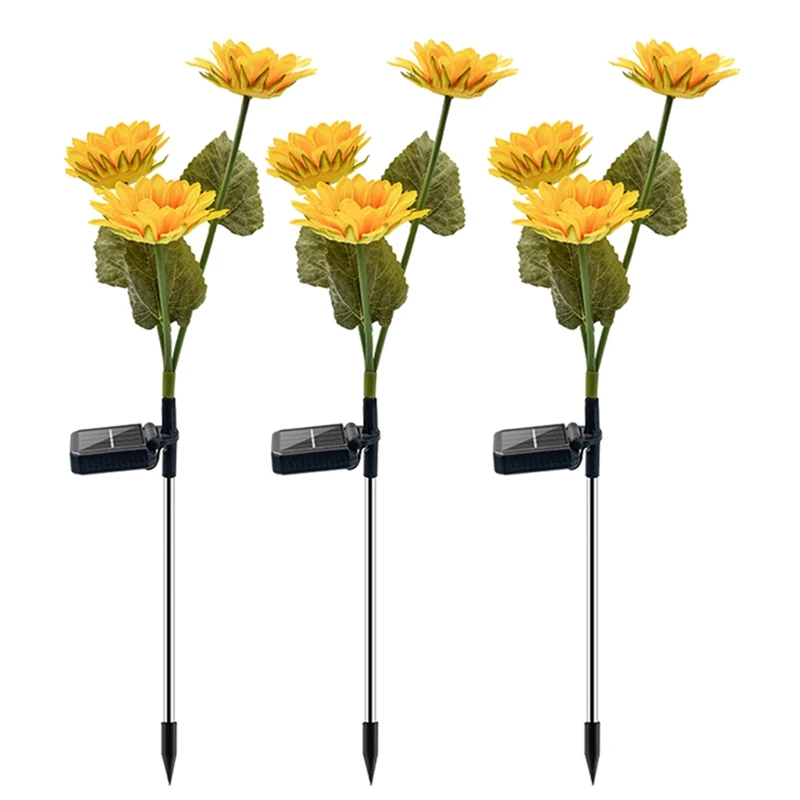 

Big Deal Solar Lights Outdoor Garden Decor - 3 Pack Solar Garden Lights With 9 Sunflower Lights, Waterproof Solar Outdoor Lights