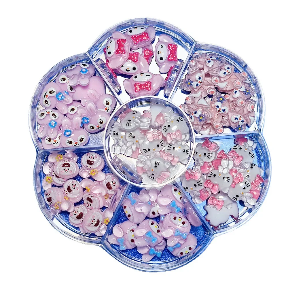 

Anime Sanrioed Cartoon Nail Jewelry Charms Kt Kawaii Hello Kitty Kuromi Nail Rhinestone Gems for Manicure DIY Crafts Gift