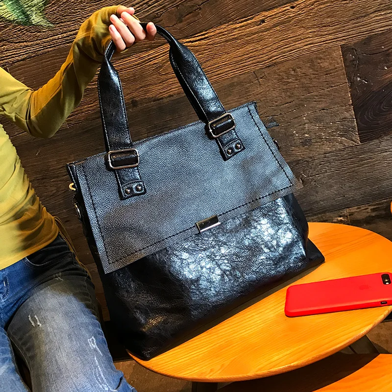 European And American Fashion Square Large Capacity Top Layer Cowhide Multifunctional Backpack Casual Fashion Simple Backpack