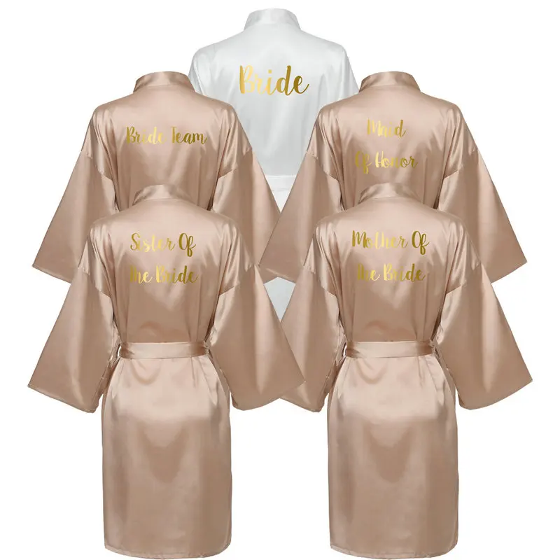Mother Of The Bride Robe Rose Gold Satin Silk bride robe Wedding Robe Bridesmaid Bride Dressing Gown  bridesmaid robes