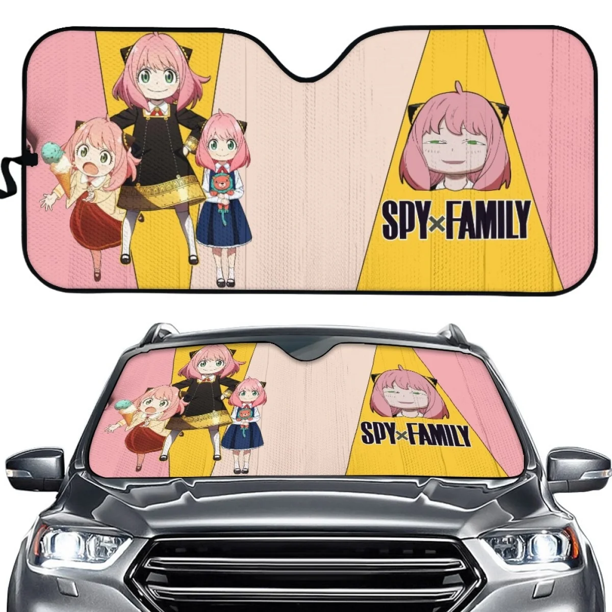 

INSTANTARTS SPY×FAMILY アーニャ・フォージャー Anime Print Car Sunshades Universal Car Accessories Decor for Women Auto Sun Shade Protector