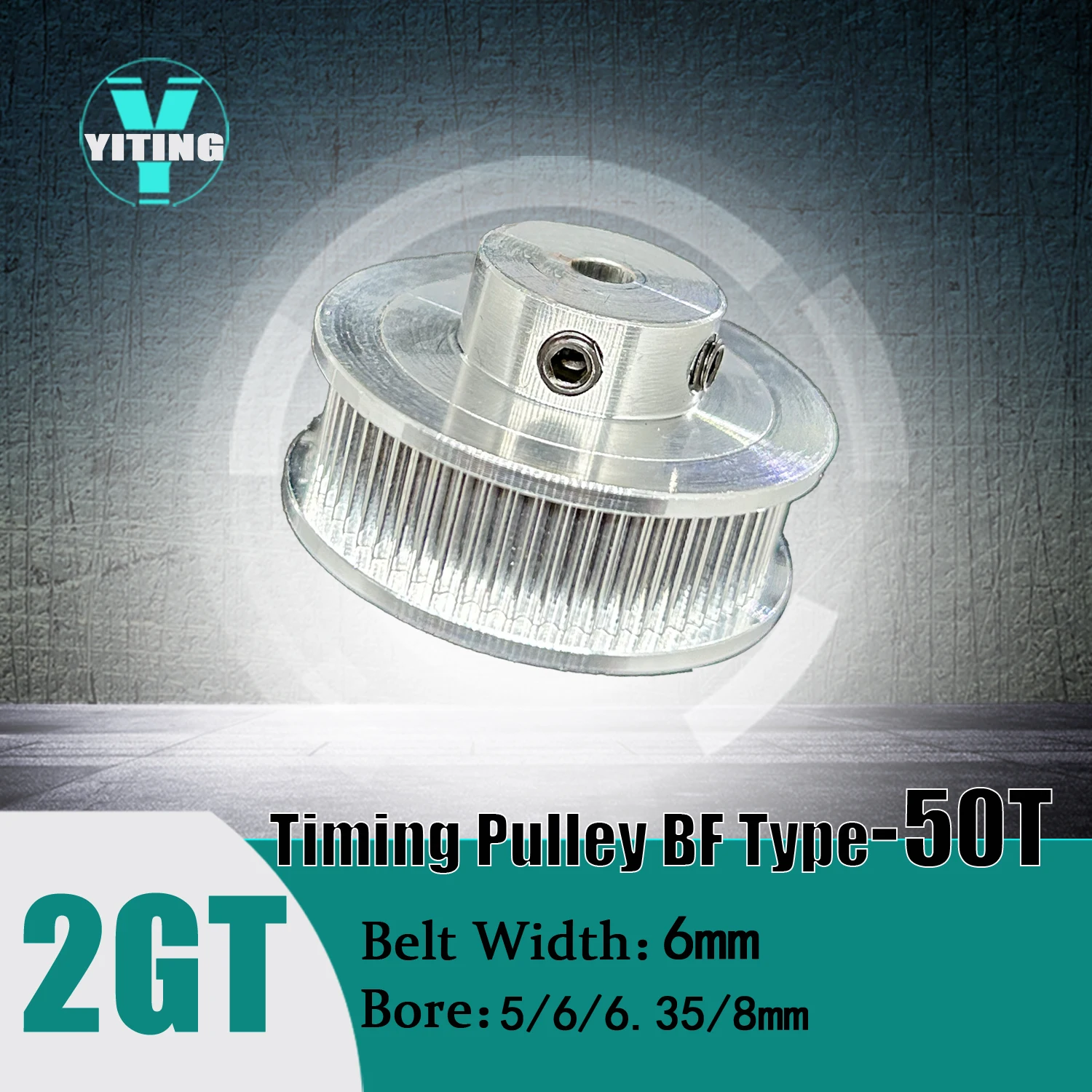 

2GT 50Teeth Timing Pulley Belt Width 6mm Bore 5/6/6.35/8mm 50T 2MGT Tensioning Wheel Open Synchronous