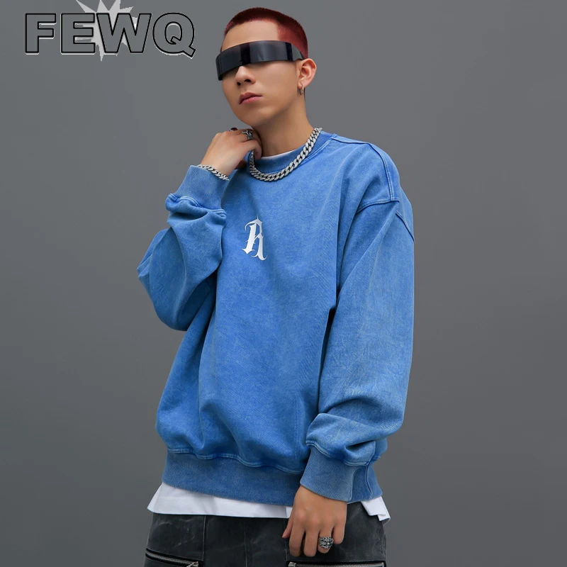 

Мужские Винтажные свитера с принтом FEWQ, американские повседневные пуловеры, Стильные топы в стиле High Street, весна 2023, 24B1397