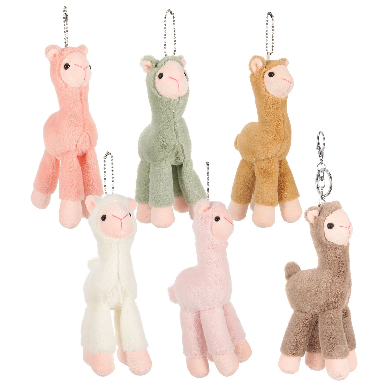 

6 Pcs Filler Alpaca Charms Pendants Keychain Backpack Decor Fluffy Cute Bag Metal Animal Child Miniture Decoration