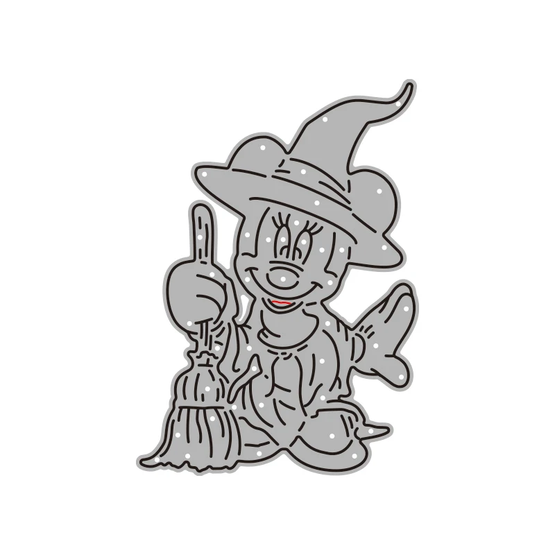 Хэллоуин Минни Маус с метлой вырезанные штампы Disney персонаж ведьма Diecut Новинка