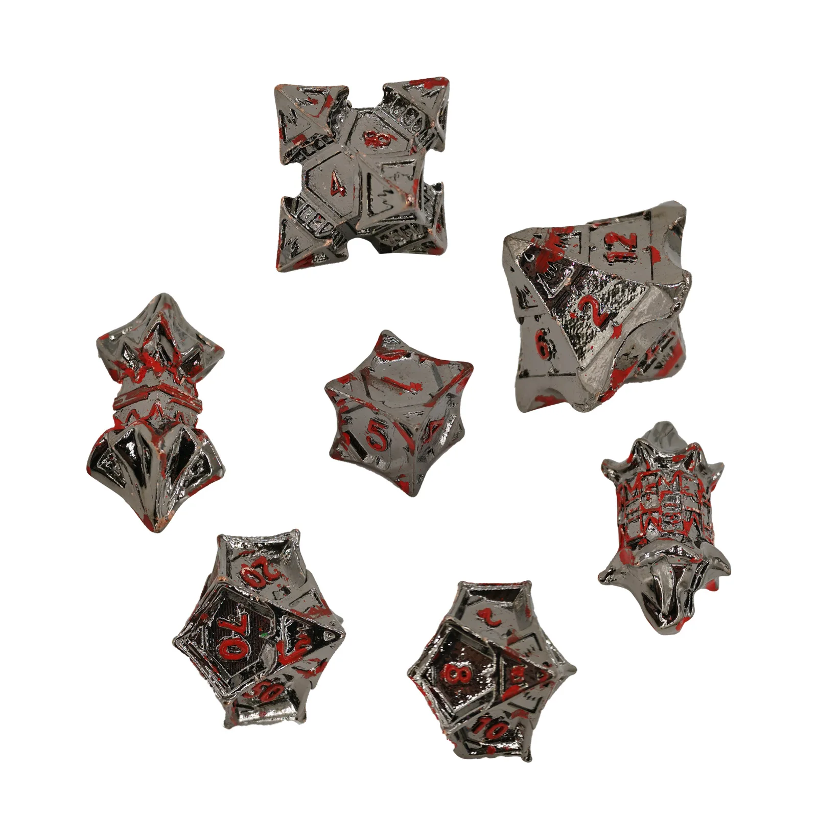 

7Pcs Metal Dice Set 7Pcs DND Dice SetDice Hollow Metal Dice Set For D&D Path-finder And More