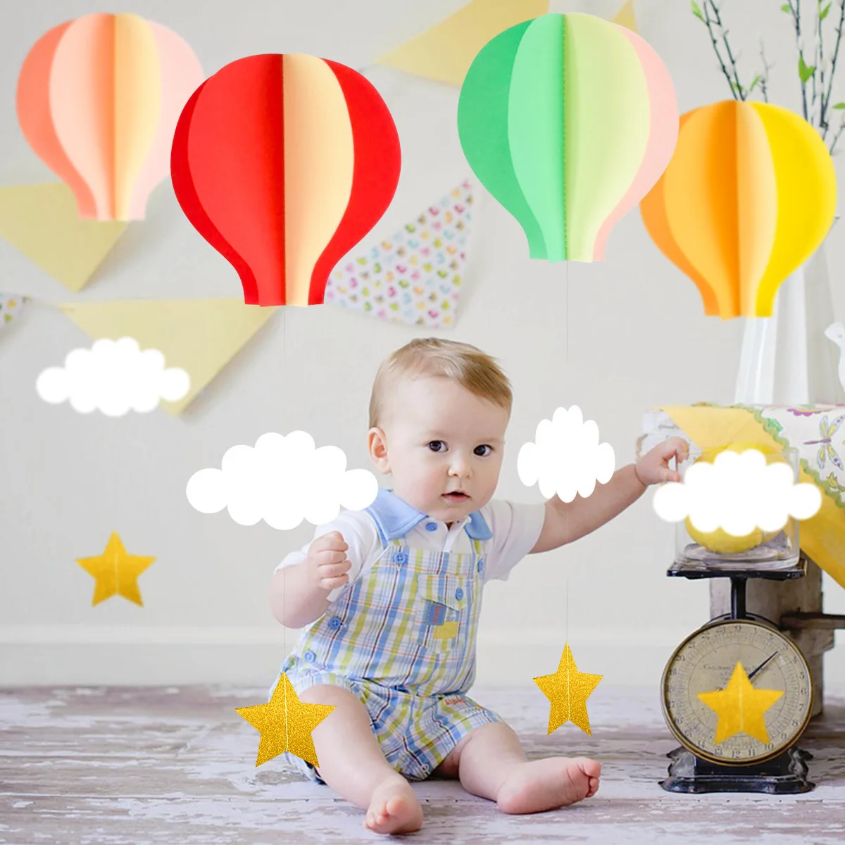 

Three-dimensional Love Hot Air Balloon Cloud Pendant Bedroom Decoration Kindergarten Holiday Party Decorations Ornament lovely G